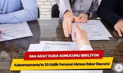 Kahramanmaraş’ta 30 Kişilik Personel Alımına Rekor Başvuru! 844 aday kura sonucunu bekliyor