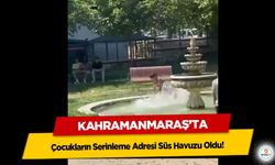 Kahramanmaraş'ta Kavurucu Sıcakta Çocukların Serinleme Adresi Süs Havuzu Oldu