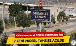 Kahramanmaraş OSB’de yatırımcılar için 7 Yeni Parsel Tahsise Açıldı