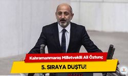 Kahramanmaraş Milletvekili Ali Öztunç 5. sıraya düştü!