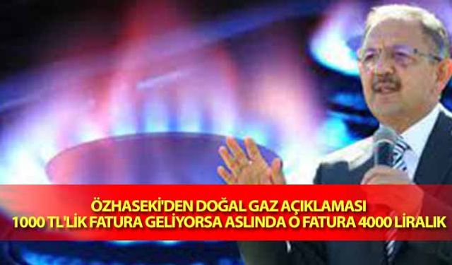 Özhaseki'den Doğal Gaz Açıklaması, 1000 Tl'lik Fatura Geliyorsa Aslında O Fatura 4000 Liralık