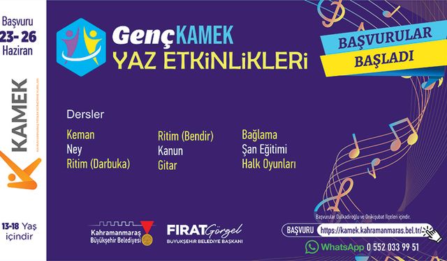 Genç KAMEK Yaz Kursları İçin Başvurular Başladı!