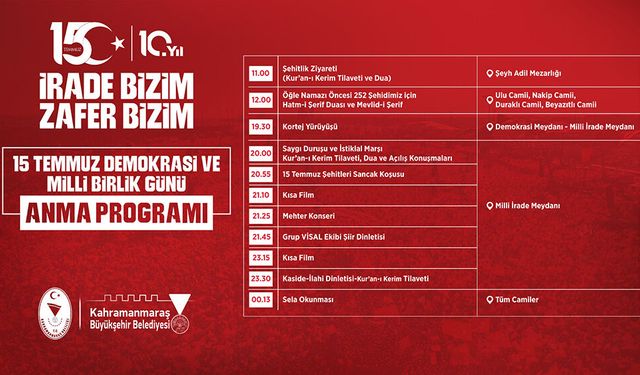 Demokrasi Zaferinin 10’uncu Yılında Kahramanmaraş Meydanlarda Buluşacak!