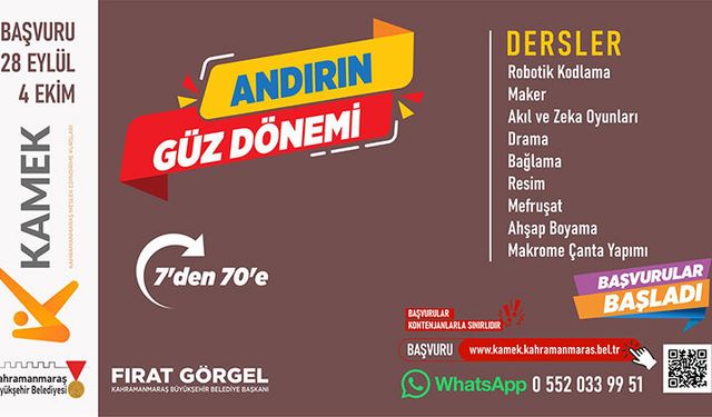 Elbistan, Andırın, Çağlayancerit ve Ekinözü’nde KAMEK Eğitimlerine Başvurular Başladı!