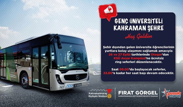 Kahramanmaraş’a yeni gelen Üniversitelilere Ücretsiz Ring!