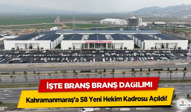 Kahramanmaraş’a 58 Yeni Hekim Kadrosu Açıldı! İşte Branş Branş Dağılımı
