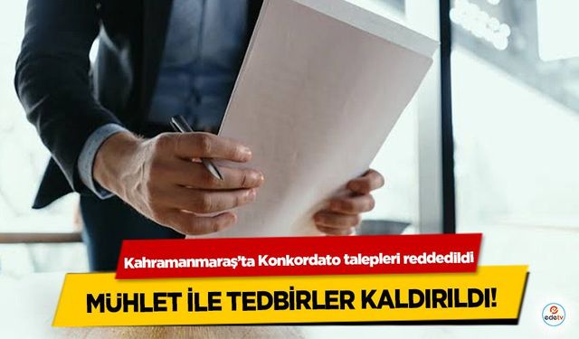 Kahramanmaraş’ta Konkordato talepleri reddedildi, Mühlet İle Tedbirler Kaldırıldı!