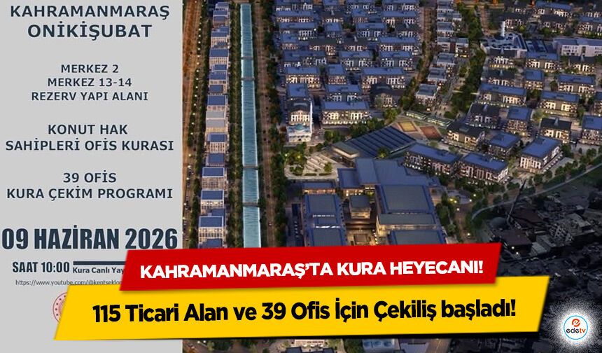Kahramanmaraş’ta kura heyecanı! 115 Ticari Alan ve 39 Ofis İçin Çekiliş başladı!