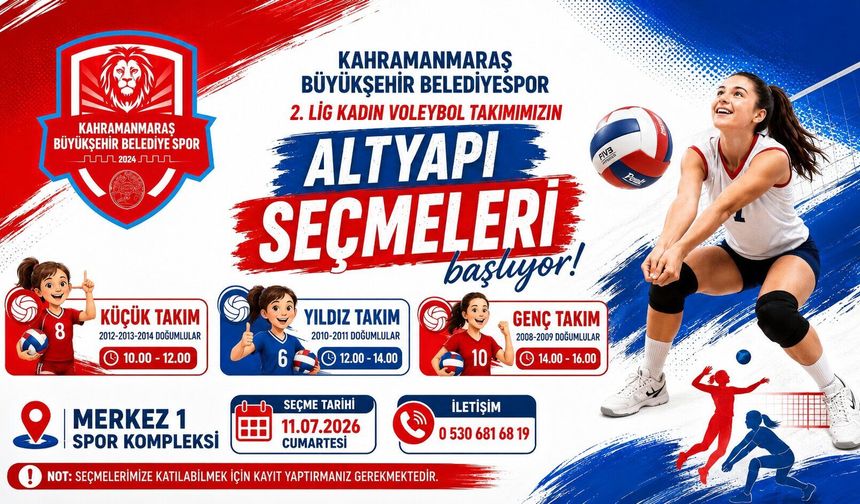 Kahramanmaraş’ta Voleybol Altyapı Seçmeleri başlıyor!