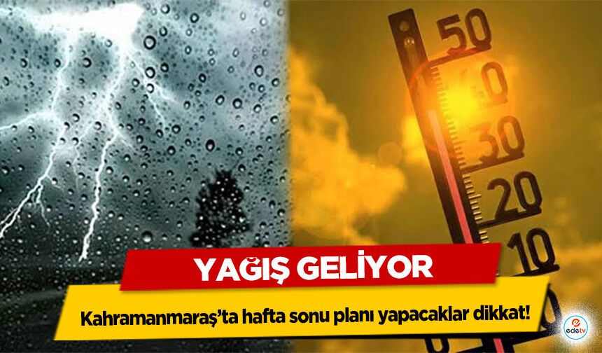Kahramanmaraş’ta hafta sonu planı yapacaklar dikkat! Yağış Geliyor