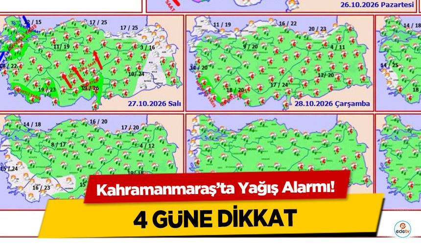 Kahramanmaraş’ta Yağış Alarmı! 4 Güne Dikkat