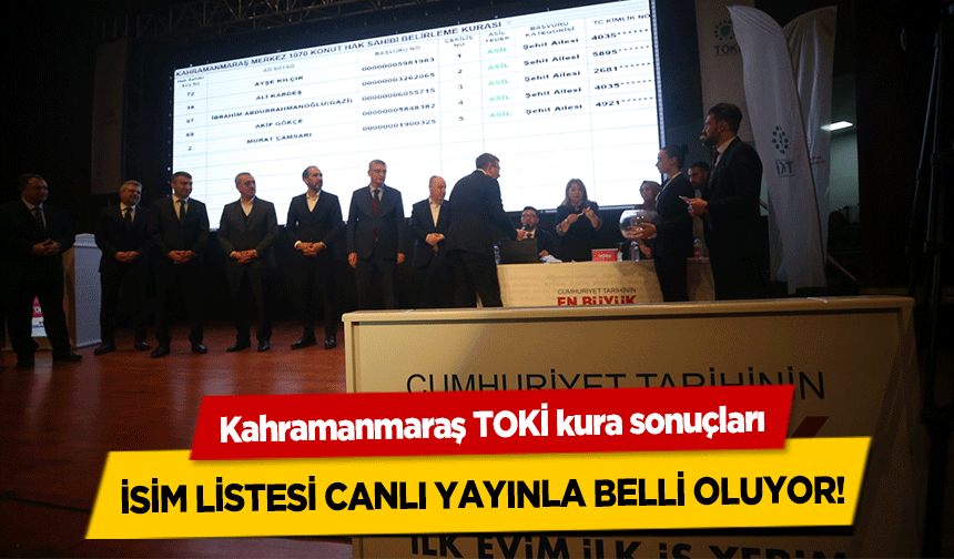 Kahramanmaraş TOKİ kura sonuçları isim listesi canlı yayınla belli oluyor!