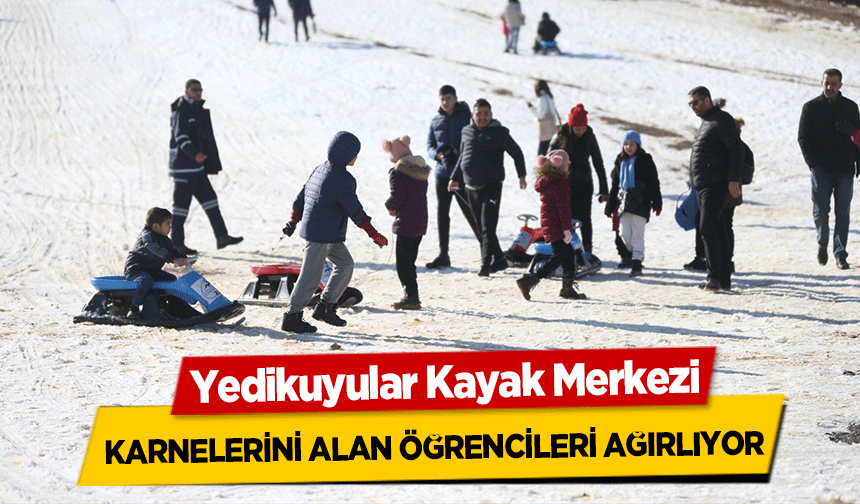 Yedikuyular Kayak Merkezi karnelerini alan öğrencileri ağırlıyor