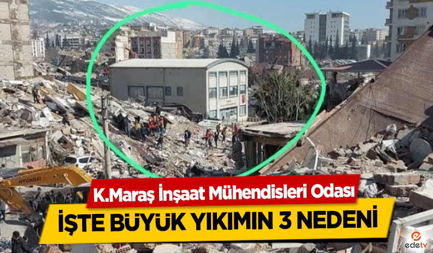 K.Maraş İnşaat Mühendisleri Odası, İşte büyük yıkımın 3 nedeni