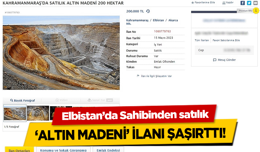 Elbistan’da Sahibinden satılık ‘altın madeni’ ilanı şaşırttı