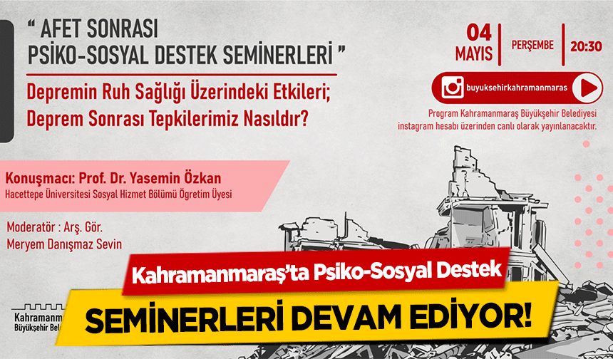 Kahramanmaraş’ta Psiko-Sosyal Destek seminerleri devam ediyor