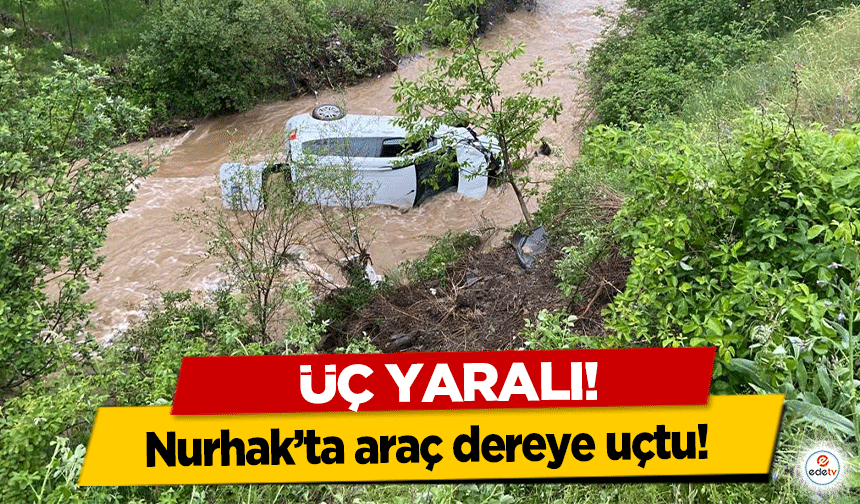 Nurhak’ta araç dereye uçtu! Üç yaralı