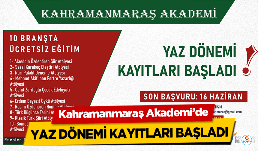 Kahramanmaraş Akademi’de yaz dönemi kayıtları başladı