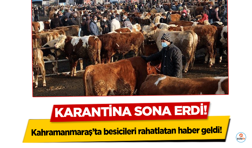 Kahramanmaraş’ta besicileri rahatlatan haber geldi! Karantina sona erdi!