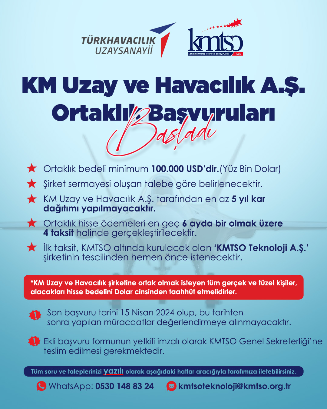 Tusaş Kmtso Ortaklik Başvuru Duyurusu