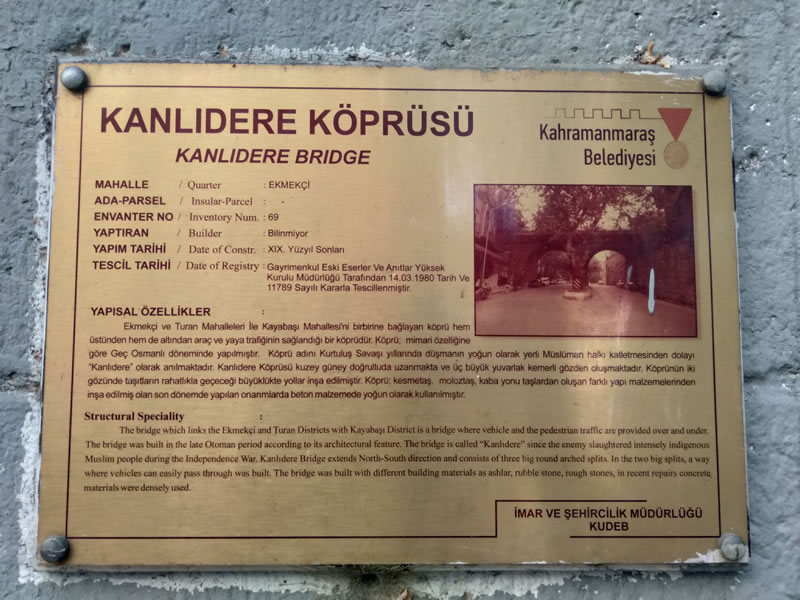 Kanlidere Koprusu Tescil Levhasi