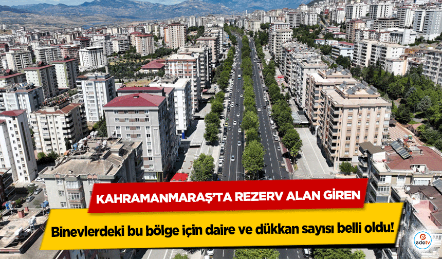 Kahramanmaraş’ta rezerv alan giren Binevlerdeki bu bölge için daire ve dükkan sayısı belli oldu!