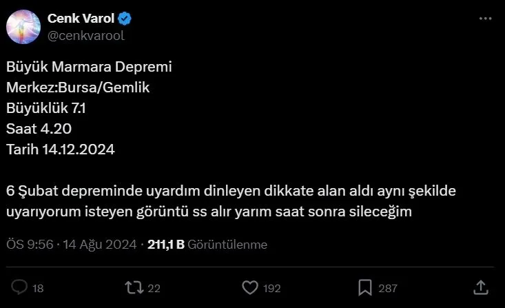 Deprem Paylasimi Tepkilere Yol Acti Cenk Varol Kimdir 1