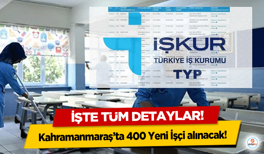 Kahramanmaraş’ta 400 Yeni İşçi alınacak! İşte tüm detaylar!