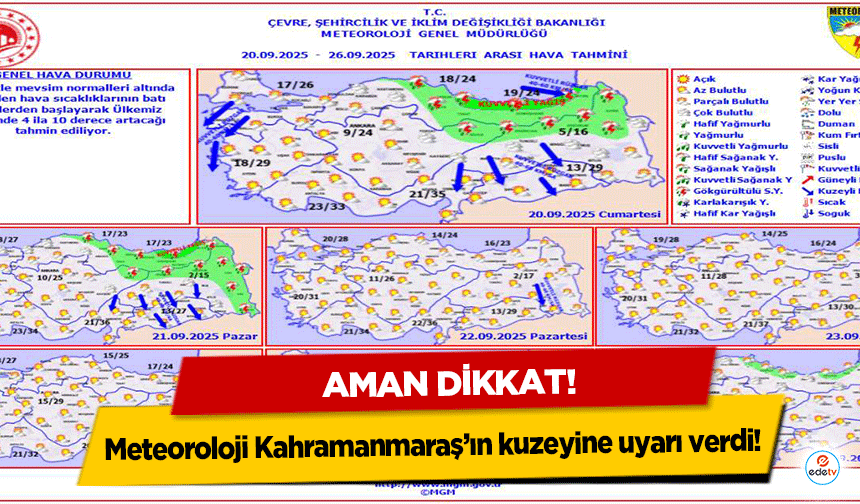 Meteoroloji Kahramanmaraş’ın kuzeyine uyarı verdi! Aman dikkat!