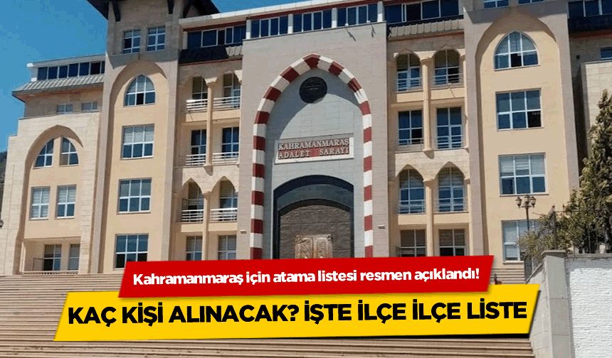 Kahramanmaraş için atama listesi resmen açıklandı!