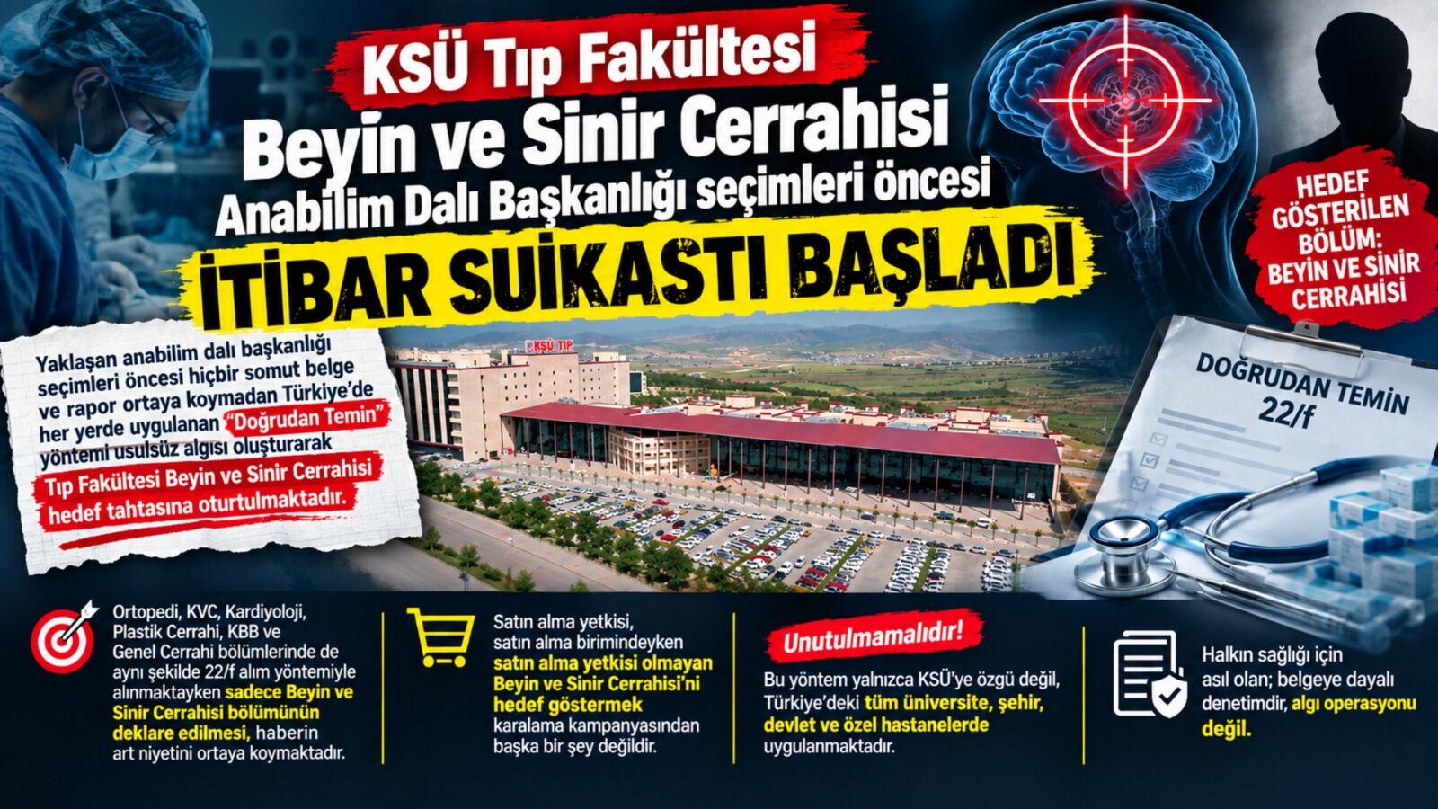 KSÜ Tıp Fakültesi Beyin ve Sinir Cerrahisi Anabilim Dalı Başkanlığı seçimleri öncesi itibar suikastı başladı!
